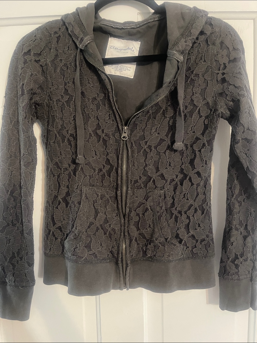Aeropostale Women's Gray Lace Zip Hoodie’s Vintage As Seen On Sookie Stackhouse